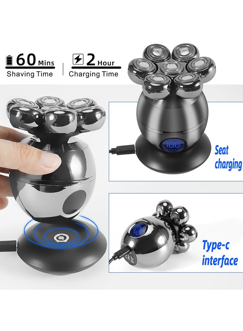 5 in 1 Electric Head Shaver for Bald Men 7D Floating Cutter Beard Trimmer Clipper IP68 Waterproof Shaving USB Wireless Charging - Image 2
